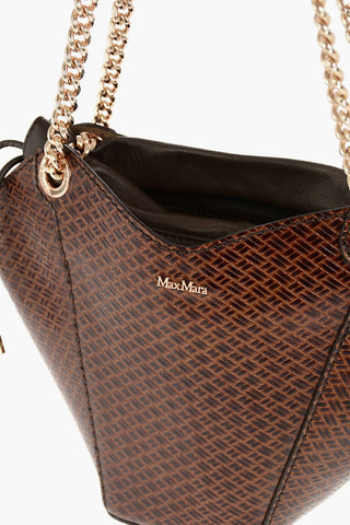 Borsa a Spalla in Pelle Stampata con Motivo Intrecciato