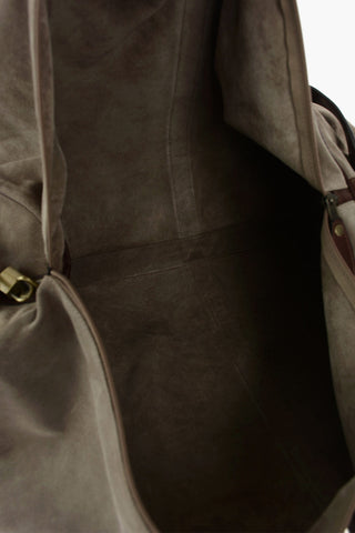 Suede Weekend Bag with Leather Handles and Shoulder Strap