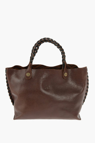 Borsa a Mano in Pelle Martellata con Doppio Manico