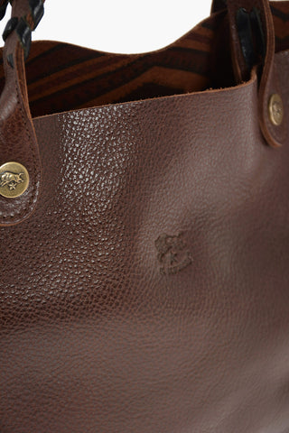 Borsa a Mano in Pelle Martellata con Doppio Manico
