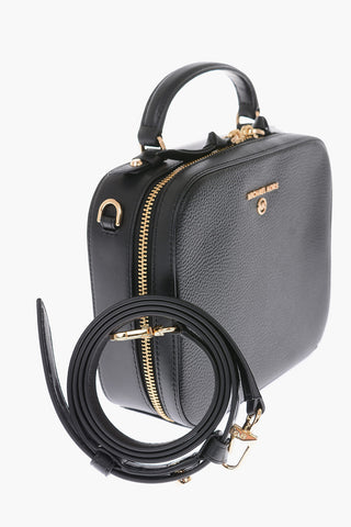 textured leather bag with removable shoulder strap