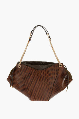 Printed Leather Shoulder Bag with Intertwined Motif