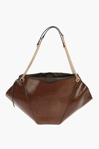 Printed Leather Shoulder Bag with Intertwined Motif