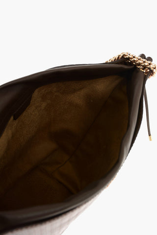 Printed Leather Shoulder Bag with Intertwined Motif