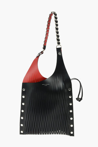 Carved Leather Shoulder Bag with Removable Lining