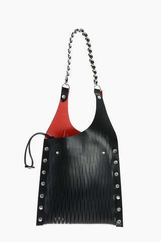 Carved Leather Shoulder Bag with Removable Lining