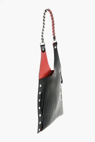 Carved Leather Shoulder Bag with Removable Lining