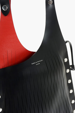 Carved Leather Shoulder Bag with Removable Lining