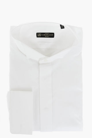 Camicia Jacquard in Cotone Oxford con Collo Wing Tip