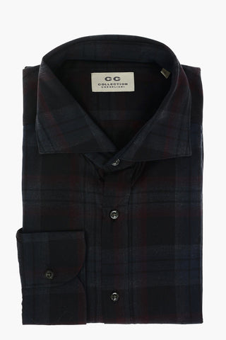 CC COLLECTION Camicia Plaid Check in Cotone con Collo Francese