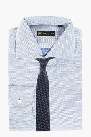 Standard Collar Hopsack Cotton Shirt