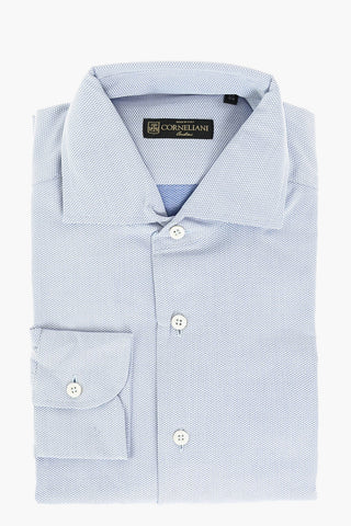 Standard Collar Hopsack Cotton Shirt