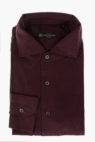 Camicia in Cotone Stretch con Collo Francese