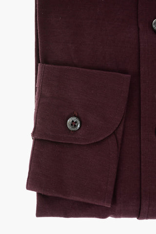 Camicia in Cotone Stretch con Collo Francese