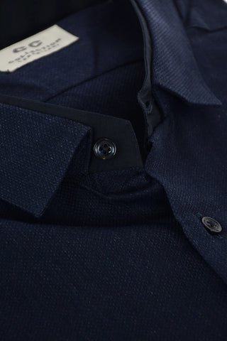 CC COLLECTION Camicia in Cotone Hopsack con Doppio Colletto