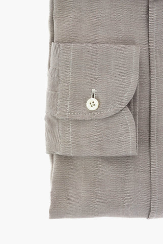 Camicia in Cotone Herringbone con Collo Francese