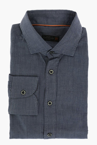 ID Herringbone Cotton Shirt with Standard Collar