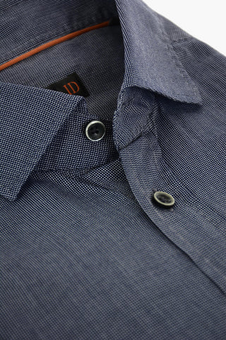 ID Herringbone Cotton Shirt with Standard Collar