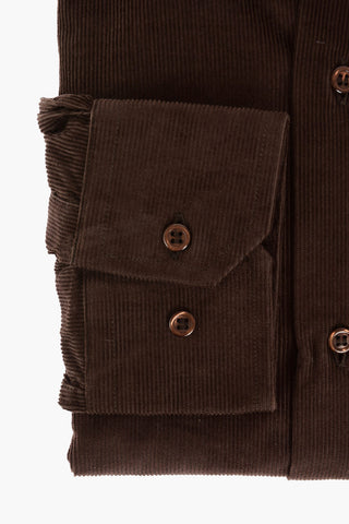 Camicia in Velluto a Coste con Collo Francese