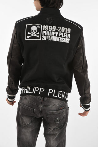 HOMME leather sleeve varsity