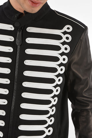 HOMME leather sleeve varsity
