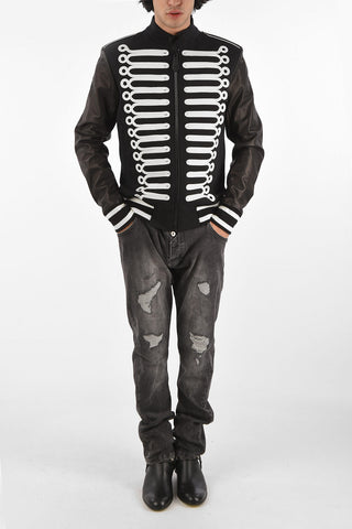 HOMME leather sleeve varsity