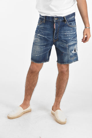 vintage effect mid-rise waist MARINE Short