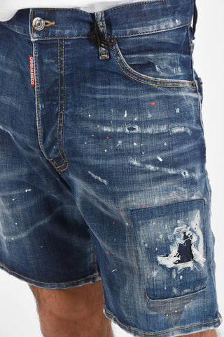 vintage effect mid-rise waist MARINE Short