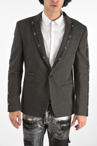 HOMME center vent peak lapel 1-button SKULL MAN blazer