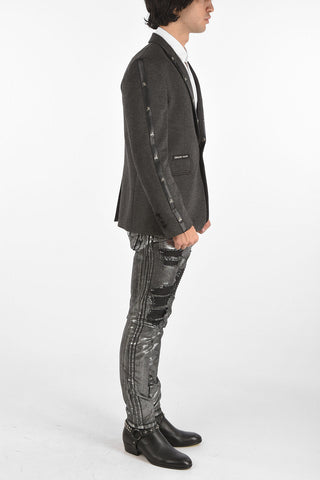 HOMME center vent peak lapel 1-button SKULL MAN blazer