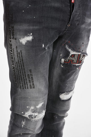 15cm mid-rise waist distretssed SKATER jeans