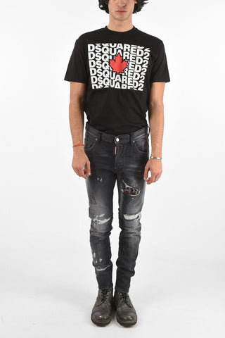 15cm mid-rise waist distretssed SKATER jeans
