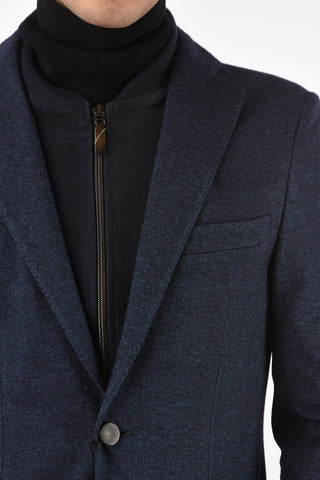 ID OUTDOOR Silk and Cashmere Blazer with Removable Suede Detail