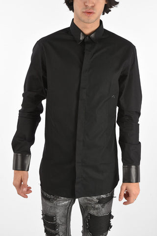 HOMME faux leather details Platinum Cut LS BAPTIST shirt