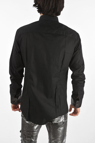 HOMME faux leather details Platinum Cut LS BAPTIST shirt