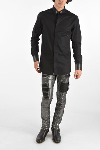 HOMME faux leather details Platinum Cut LS BAPTIST shirt