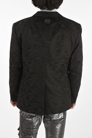 HOMME camouflage center vent peak lapel 1-button blazer