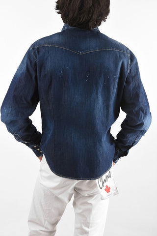 stretch denim shirt with breast pockets