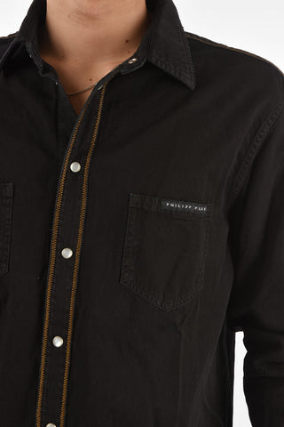 denim FOLLOW ME shirt with breast pockets