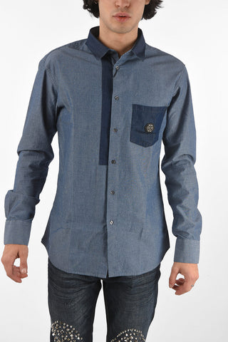 HOMME Camicia LS LEONARD in denim con taschino