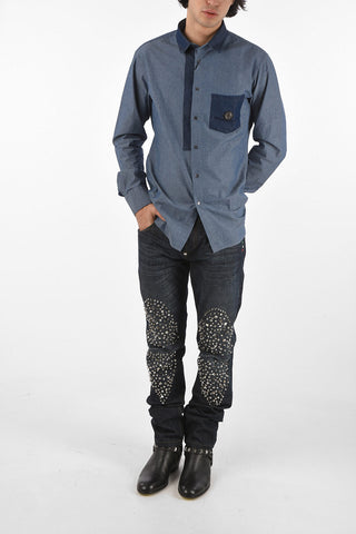 HOMME Camicia LS LEONARD in denim con taschino