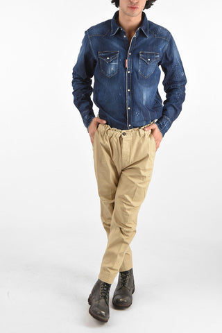 Pantaloni in cotone con elastico in vita