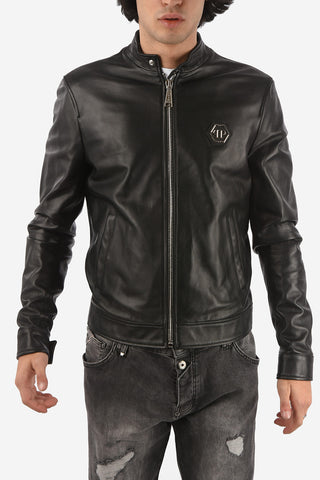 HOMME leather jacket with zip closure