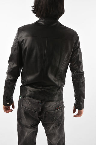 HOMME leather jacket with zip closure