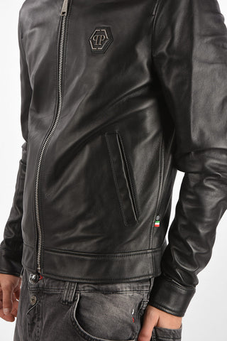 HOMME leather jacket with zip closure