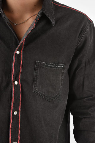 denim LS HUNT ME shirt with breast pockets