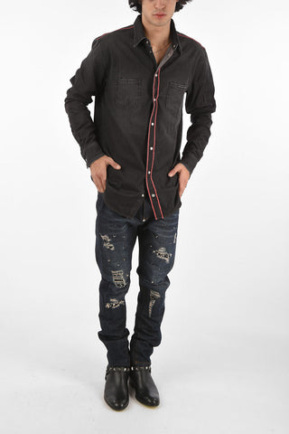 denim LS HUNT ME shirt with breast pockets