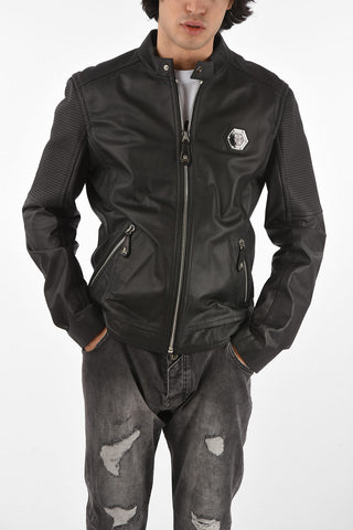 HOMME Leather MOTO Jacket with zip closure