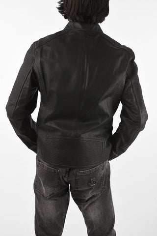 HOMME Leather MOTO Jacket with zip closure