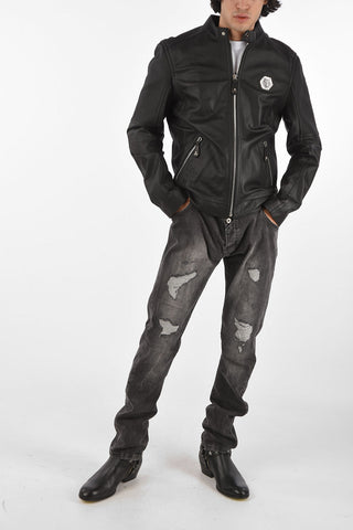 HOMME Leather MOTO Jacket with zip closure